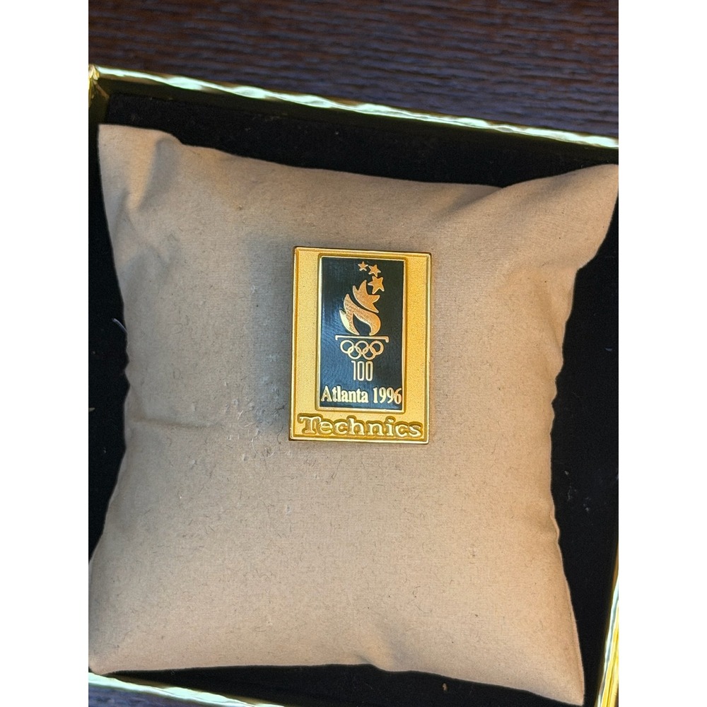 Vintage Technics Atlanta 1996 Olympic Games Centennial Gold Tone Lapel Pin Boxed